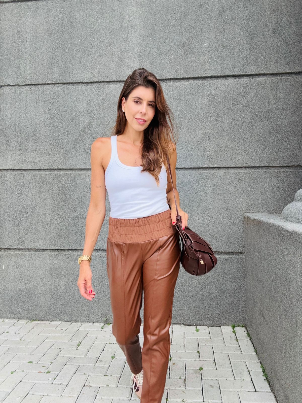 Calça Couro Marrom