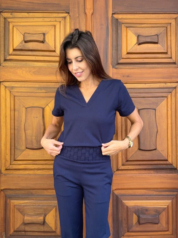 Calça Macrame Linho Azul - Imagem 2