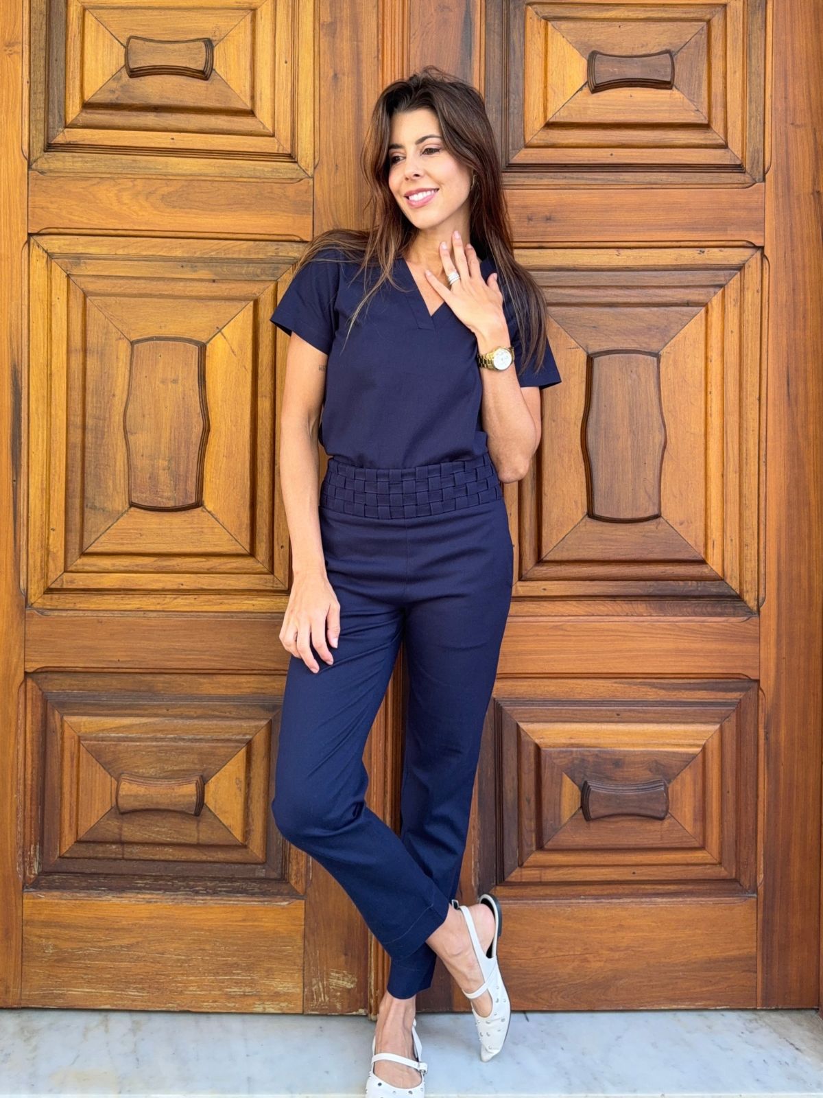 Calรงa Macrame Linho Azul