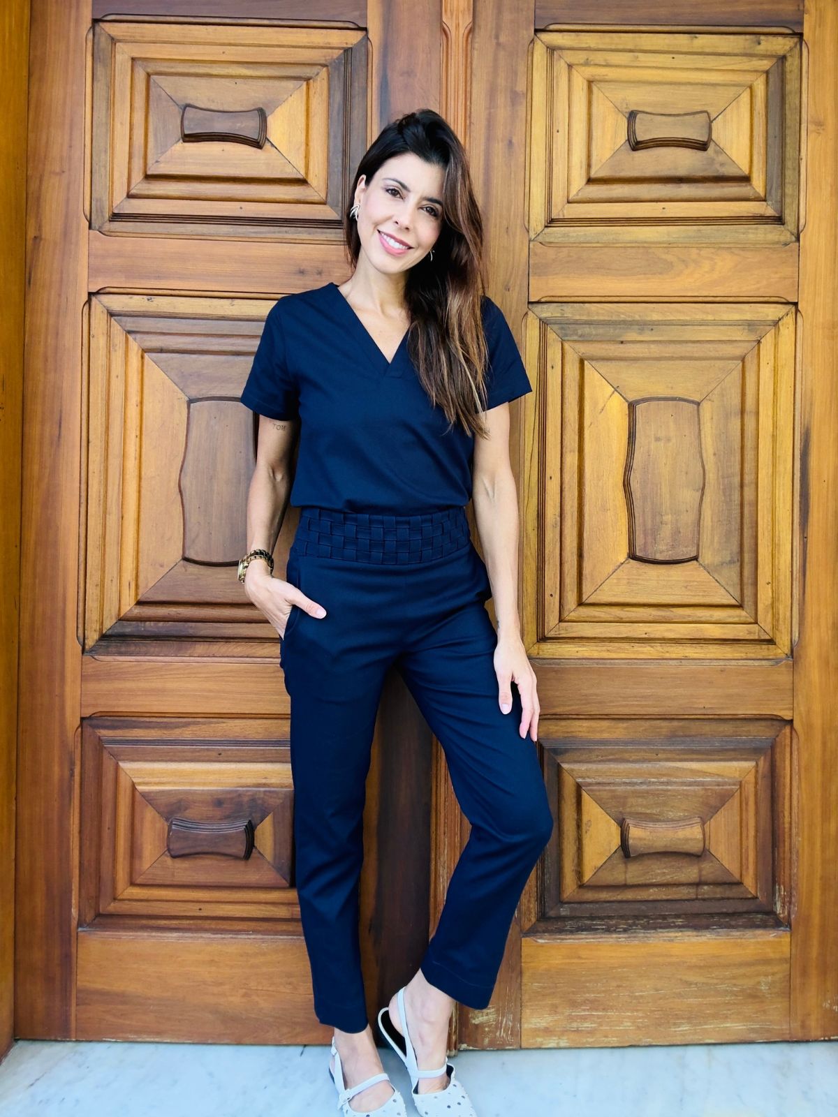 Calça Macrame Linho Azul