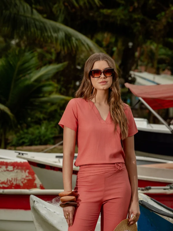 Blusa Linho Terracota - Imagem 4