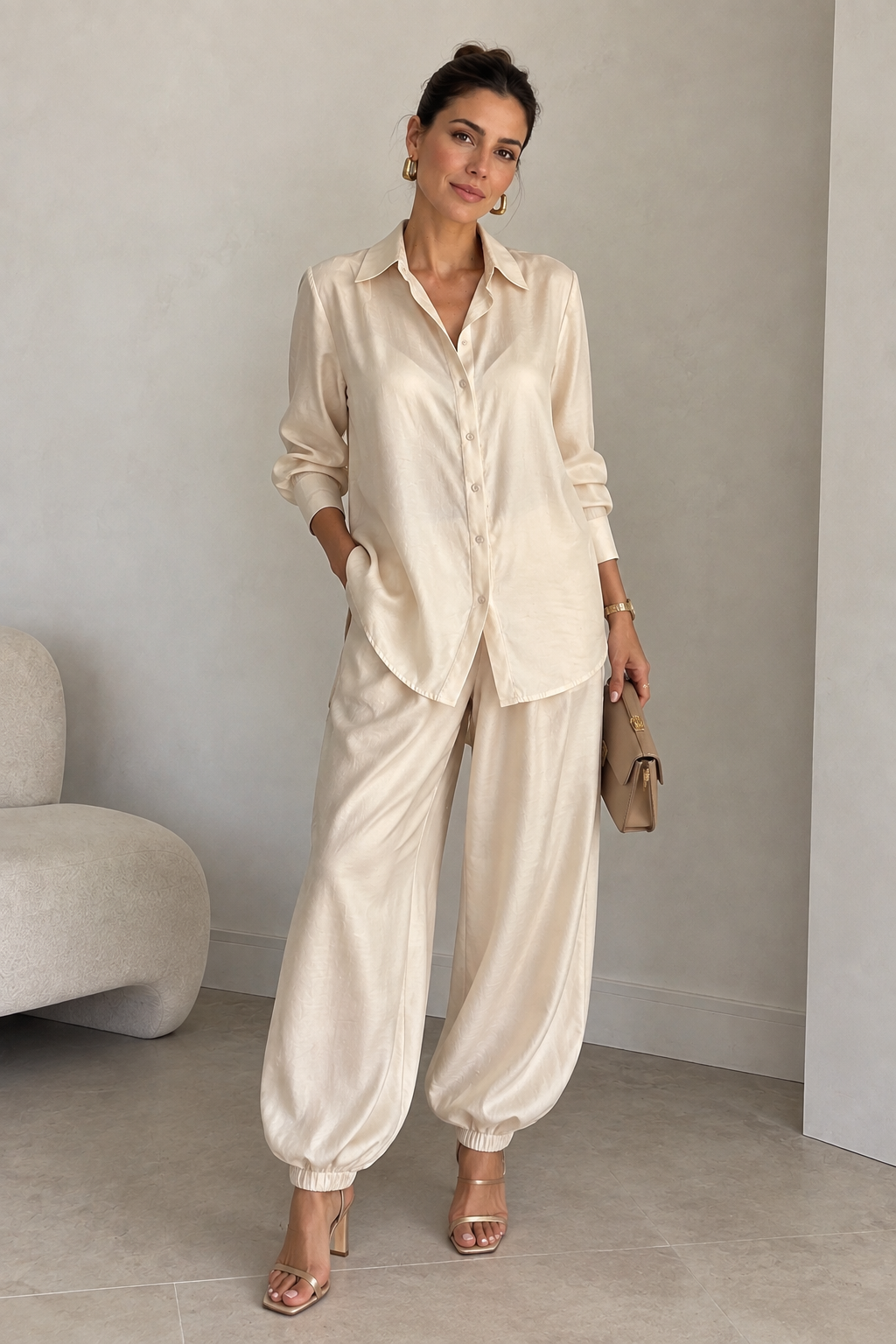Camisa Seda Nude