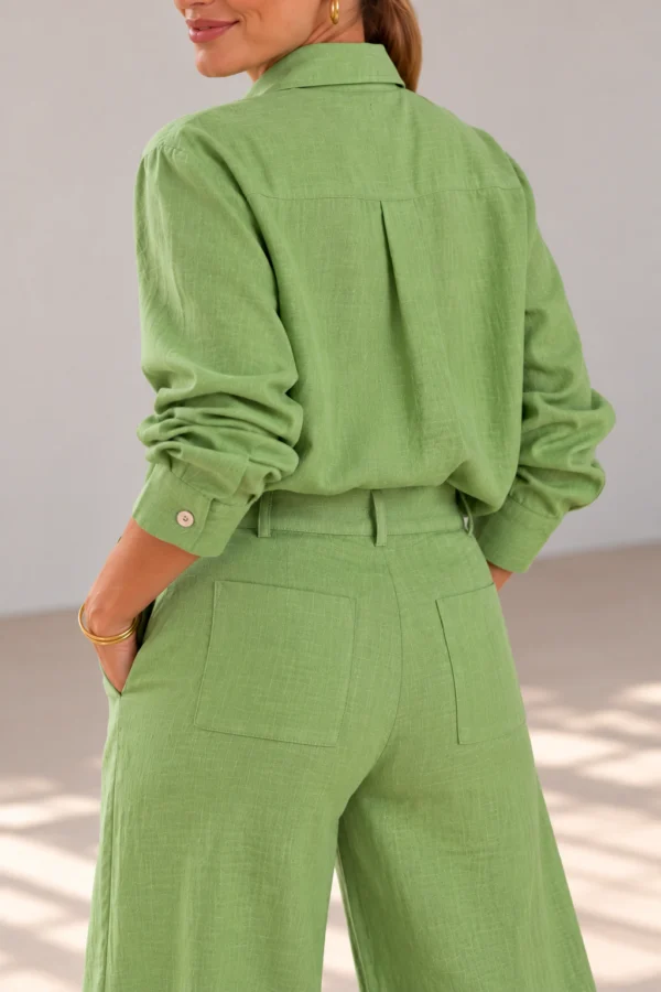 Calça Linho Alfaiataria Verde - Imagem 3