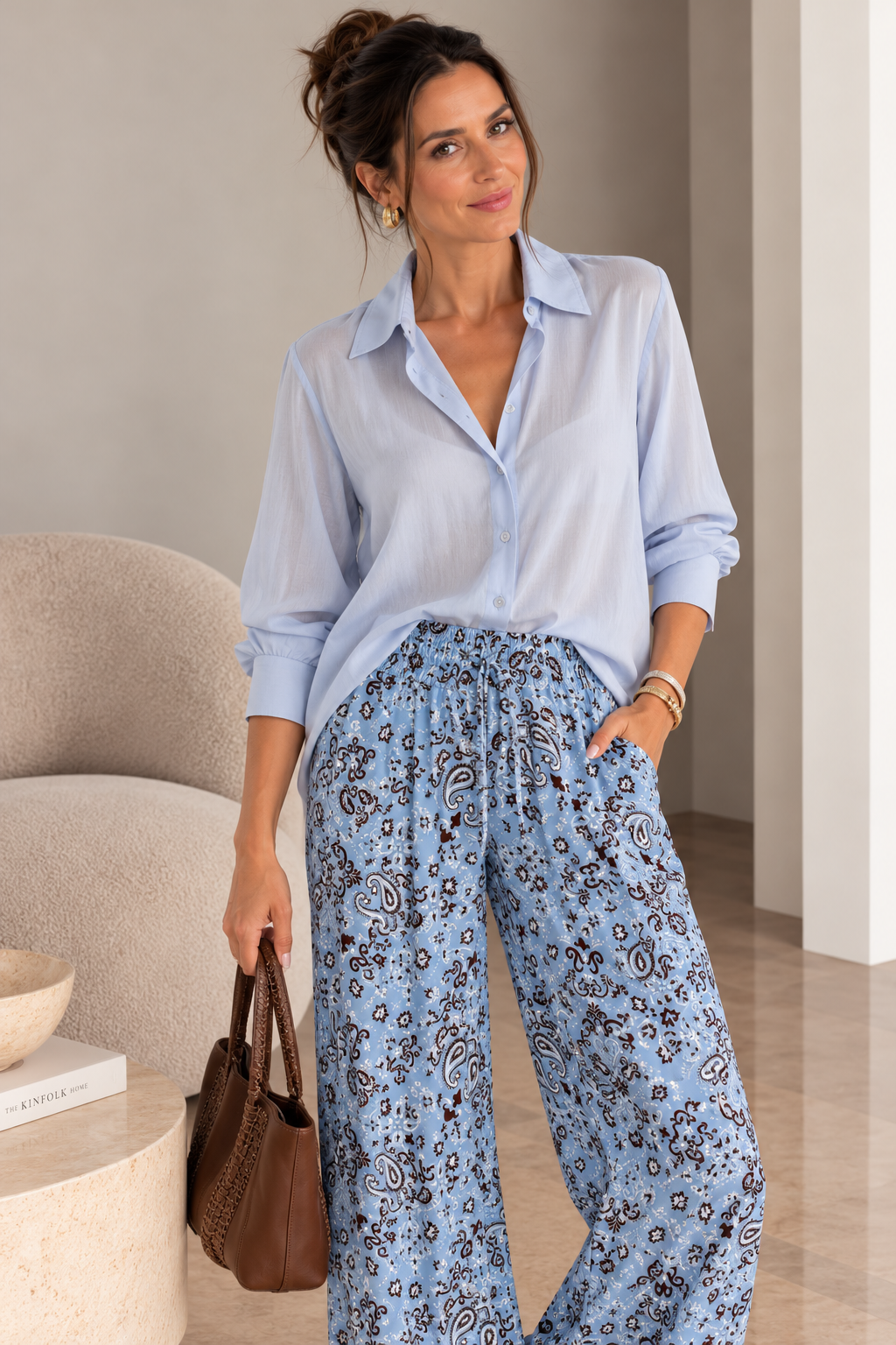Camisa Seda Azul
