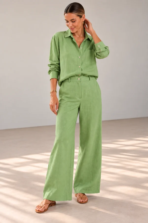 Calça Linho Alfaiataria Verde - Imagem 2
