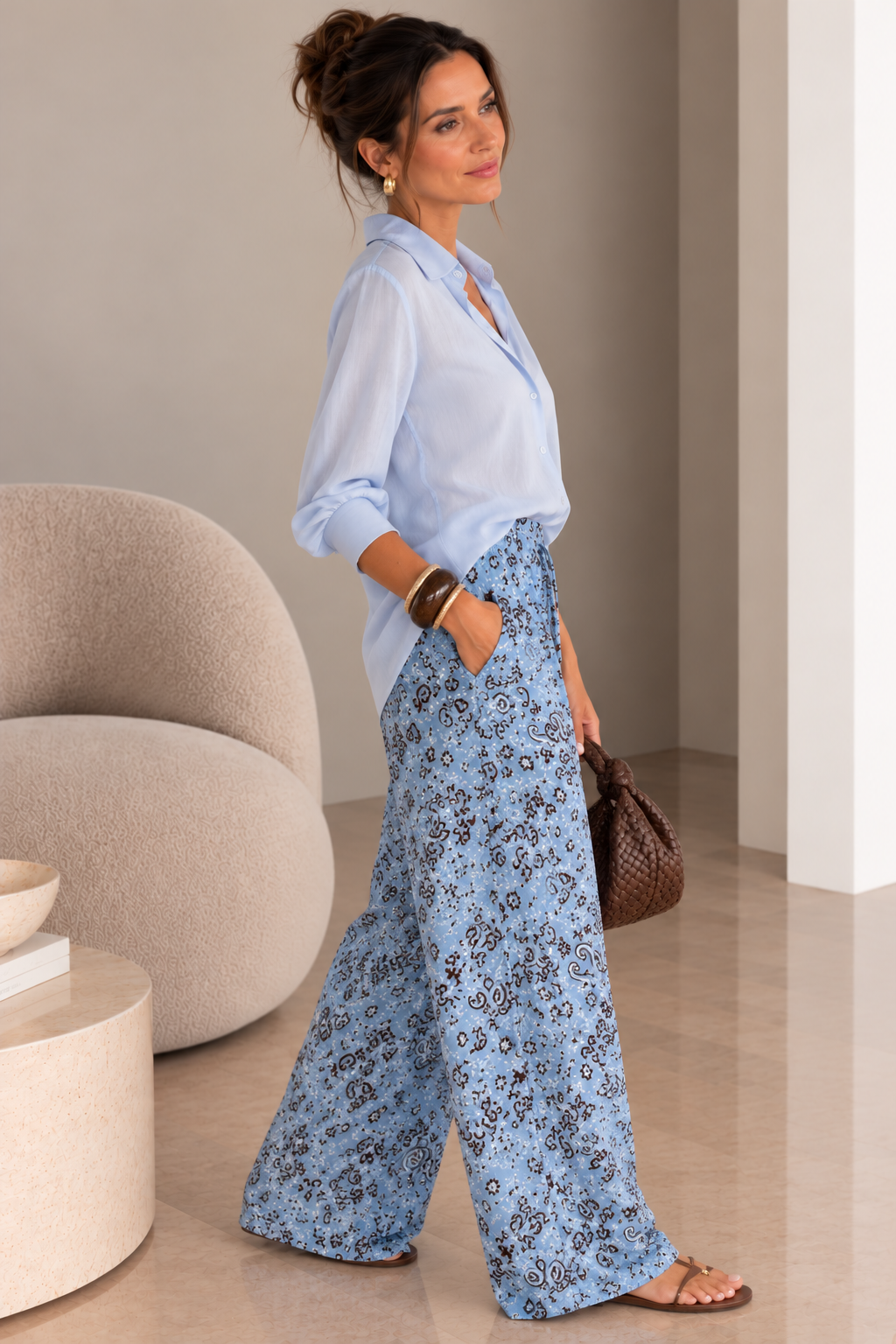 Camisa Seda Azul