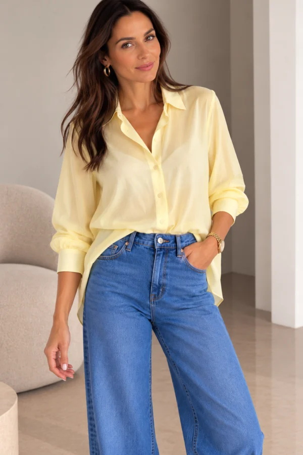Camisa Seda Amarela - Imagem 1