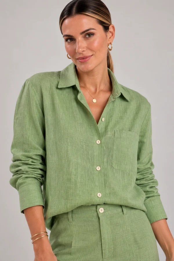 Camisa Linho Verde - Imagem 1