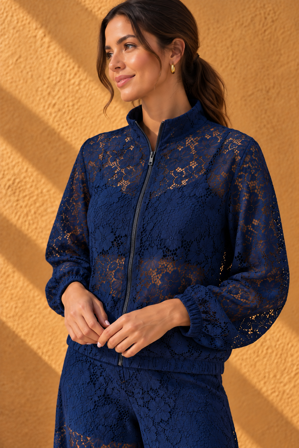 Jaqueta Renda Azul